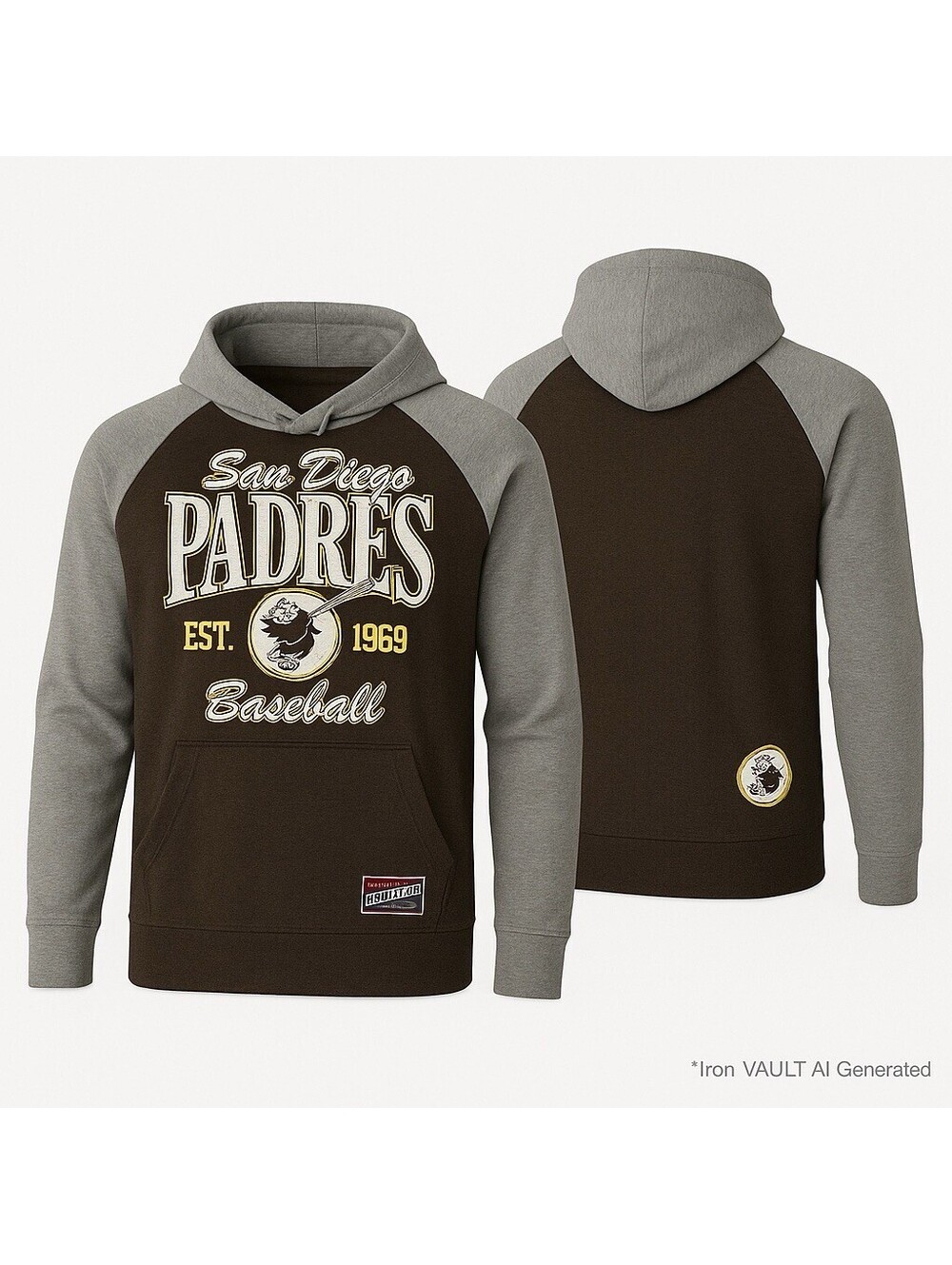 San Diego Padres Womens Small Brown Gray Hoodie New Era Cooperstown Pullover